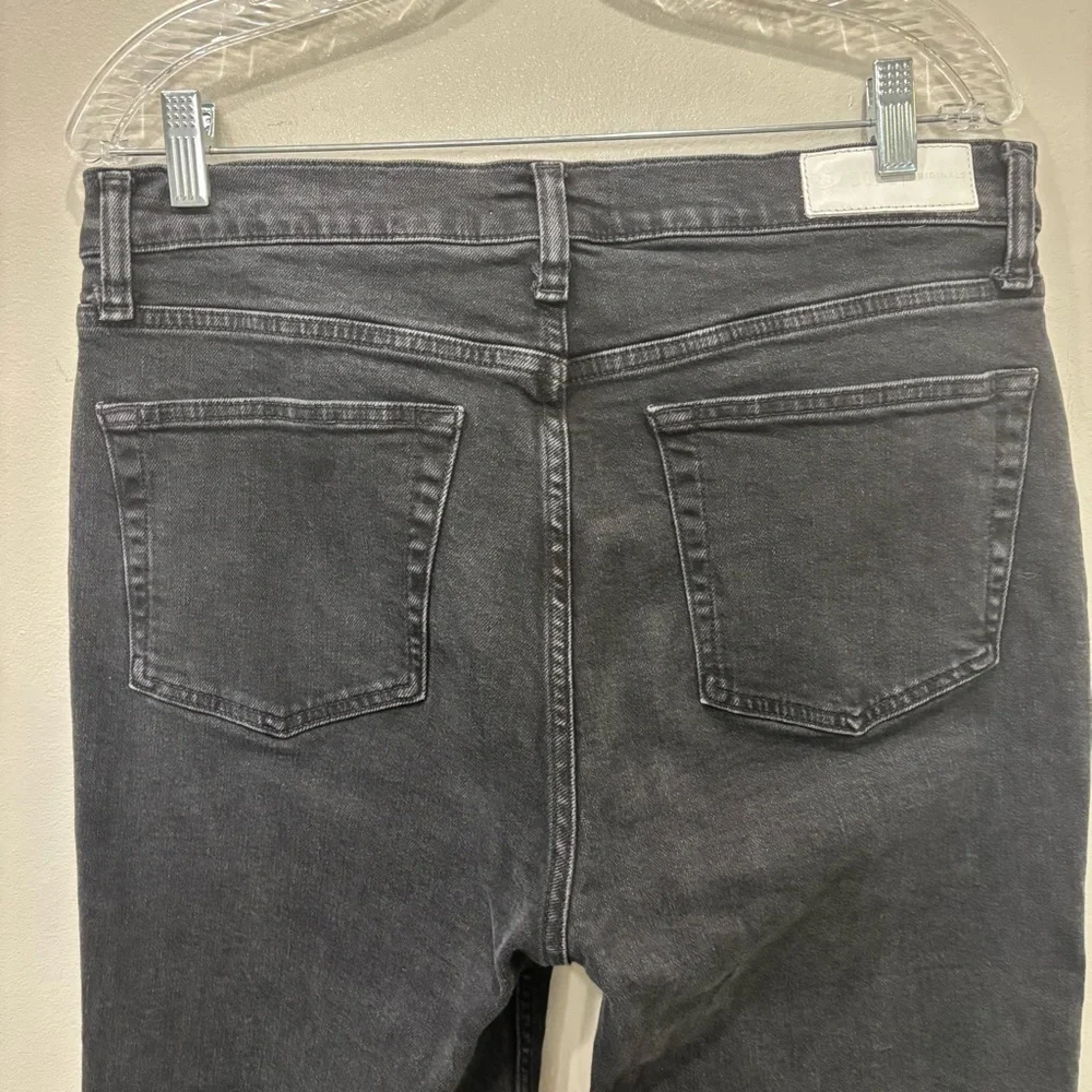 RE/DONE Straight Cropped Raw Hem Button Fly Faded Black Jeans Women’s Size 31